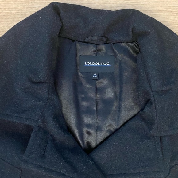 London Fog Pea Coat, 3/4 Length, Black, Size 16 - Picture 3 of 8